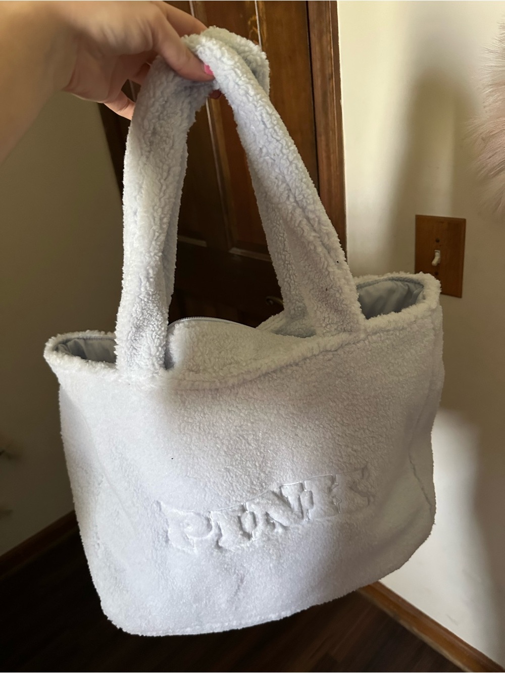 PINK Victoria's Secret White Sherpa Tote